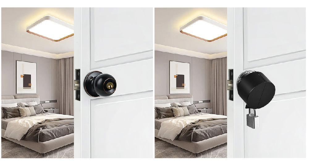 Door Knob Lockout Device, Doorknob Lock to Block Access to Keyhole, Lock for Bedroom Door from Outside, Prevents Turning of Door Knob and Access to Keyhole, Door Security Devices